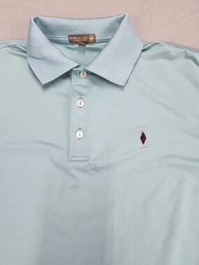 Peter Millar Polo Shirt Men's Large Light Blue Short Sleeve Performance Stretch